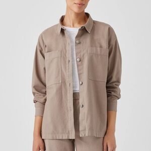Eileen Fisher | Cotton Hemp Stretch Shirt Jacket Shacket Safari Minimalist